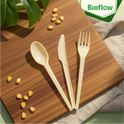 Biodegradable & Compostable Cutlery Set, Cornstarch Cutlery