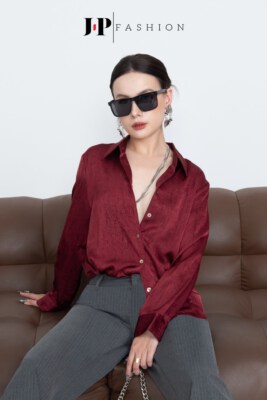 Silk Blouse AN DAT – Red Wine