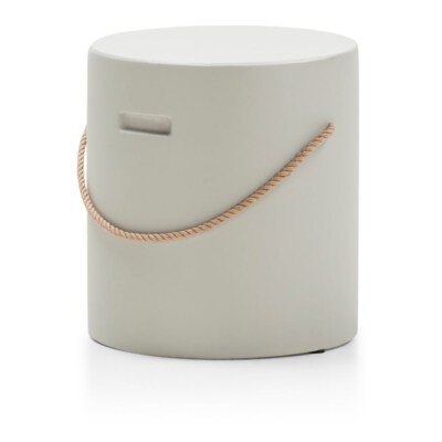 Fiber Concrete Side Table or Stool, Suitable for Patio and Indoor Décor, Durable with a Portable Design Featuring an Integrated Rope Handle