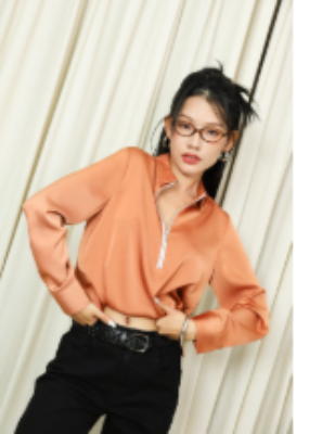 DT Style Silk Blouse AN DAT – Orange