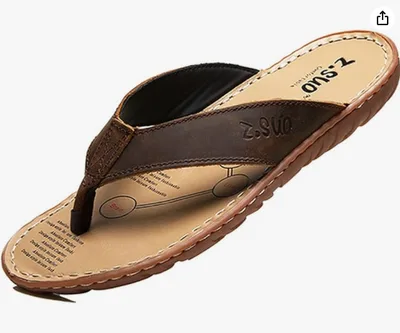 Men's Cow Leather Sandals, Stylish, Beach Sandals, Genuine Leather, Slippers, Lightweight, Anti-Slip, Thong Sandals, Easy to Walk