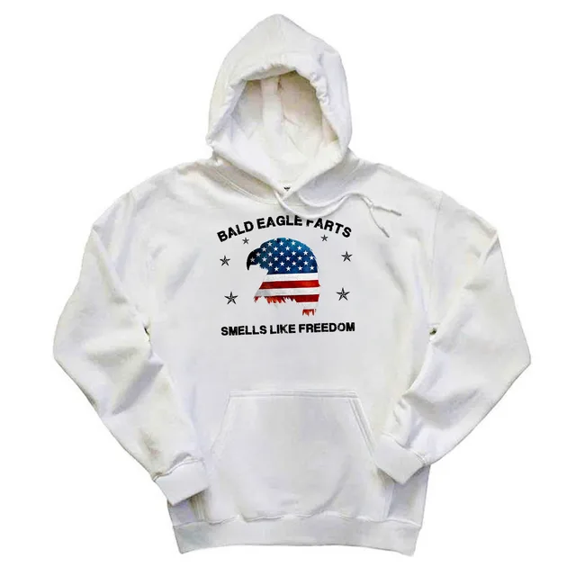 Bald Eagle Farts Smells Like Freedom Hoodie Patriotic Themed Clothing Mens