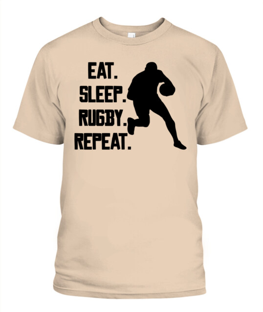 Eat Sleep Rugby Repeat Shirt – Unisex T-Shirt & Tank Top for Rugby Lovers & Players