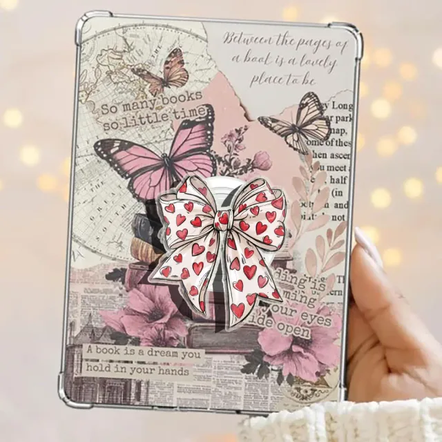 Coquette Valentine S Day Red Heart Bow Retro Kindle Book Phone Grip
