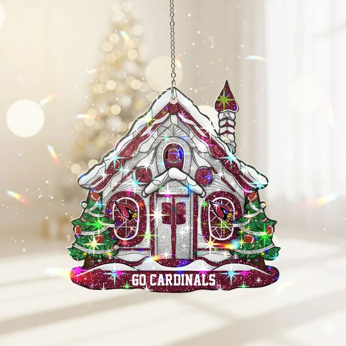 Stocktee Arizona Cardinals Snow House Pattern Christmas Custom Shape 1-side Printed Star Hologram Ornament NEW160926