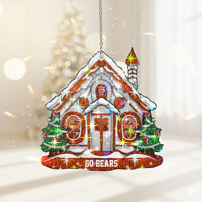 Stocktee Chicago Bears Snow House Pattern Christmas Custom Shape 1-side Printed Star Hologram Ornament NEW160919
