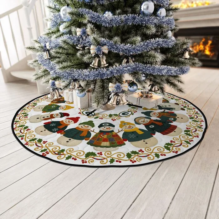 Stocktee Green Bay Packers Cute Snowmen Pattern Christmas Limited Edition Winter Season Tree Skirt NEW159418