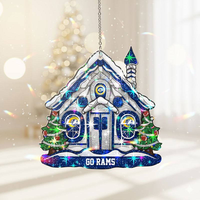 Stocktee Los Angeles Rams Snow House Pattern Christmas Custom Shape 1-side Printed Star Hologram Ornament NEW160925