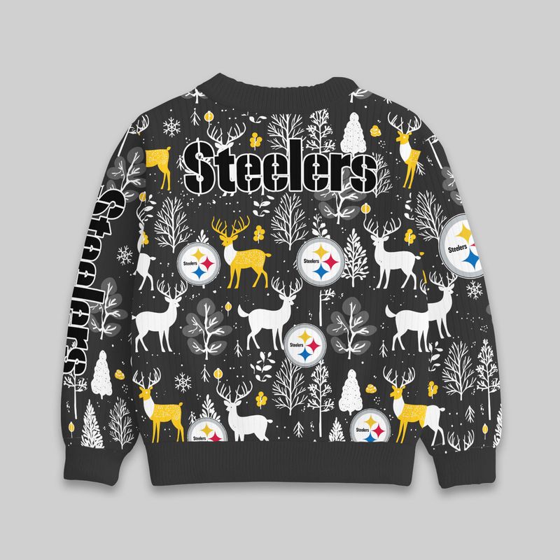 Stocktee Pittsburgh Steelers Christmas Limited Edition Spun-knit Button Sweater NEW157602