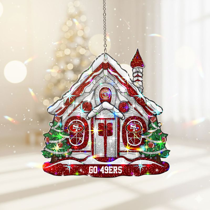 Stocktee San Francisco 49ers Snow House Pattern Christmas Custom Shape 1-side Printed Star Hologram Ornament NEW160921