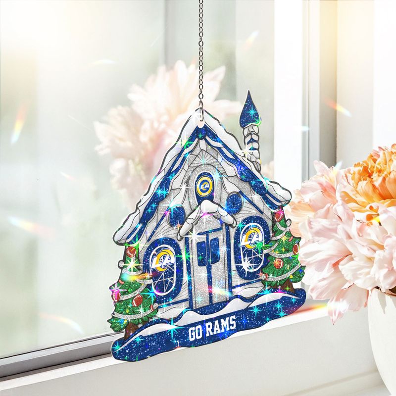Stocktee Los Angeles Rams Snow House Pattern Christmas Custom Shape 1-side Printed Star Hologram Ornament NEW160925