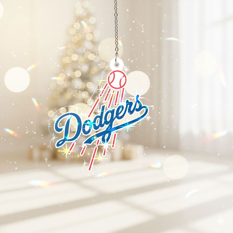Stocktee Los Angeles Dodgers Logo Pattern Christmas Custom Shape 1-side Printed Star Hologram Ornament NEW160446